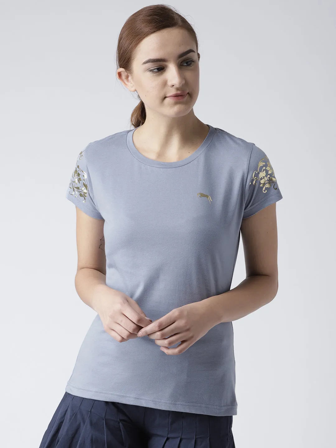 Women Solid Blue T-Shirt