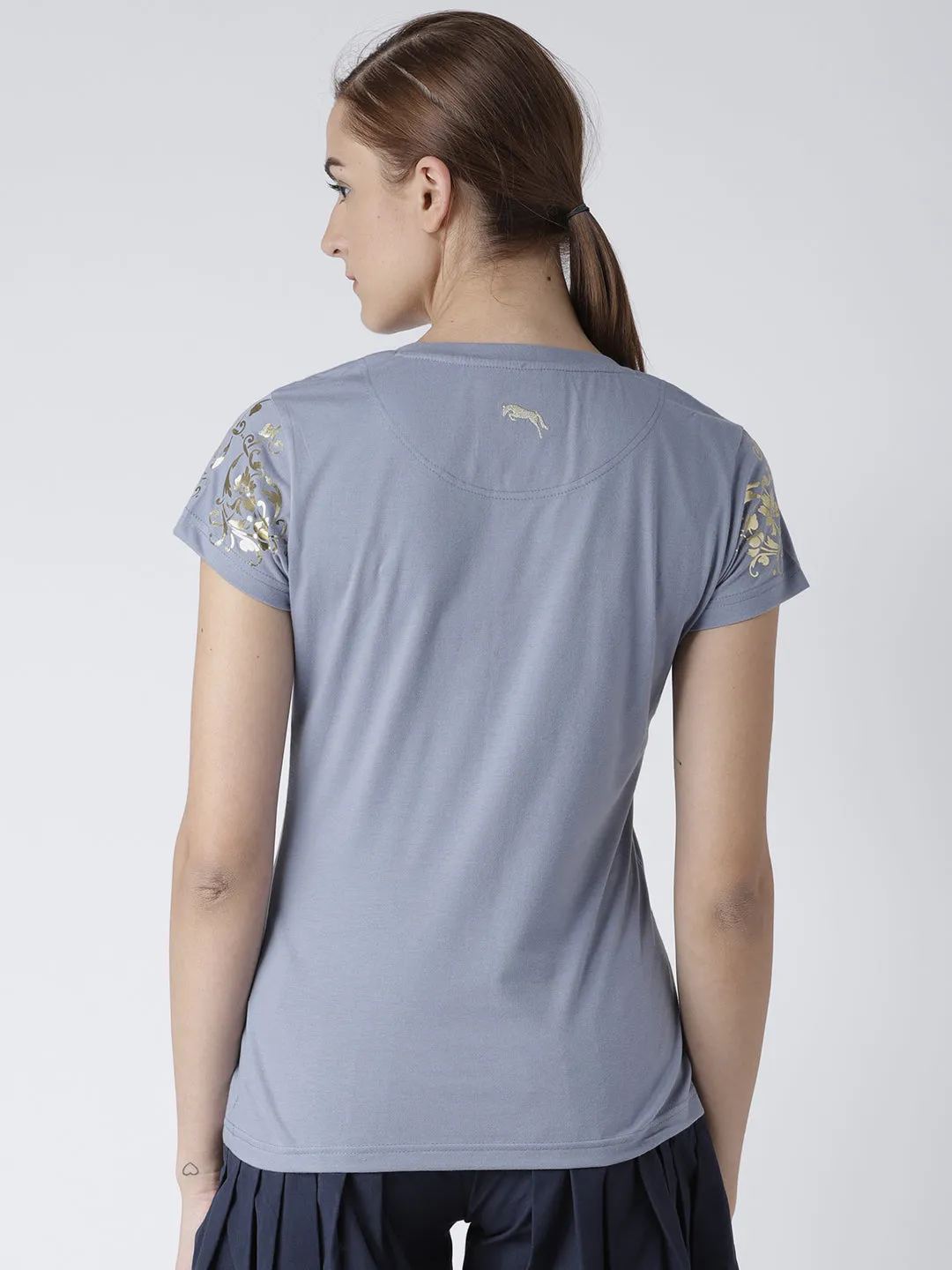 Women Solid Blue T-Shirt