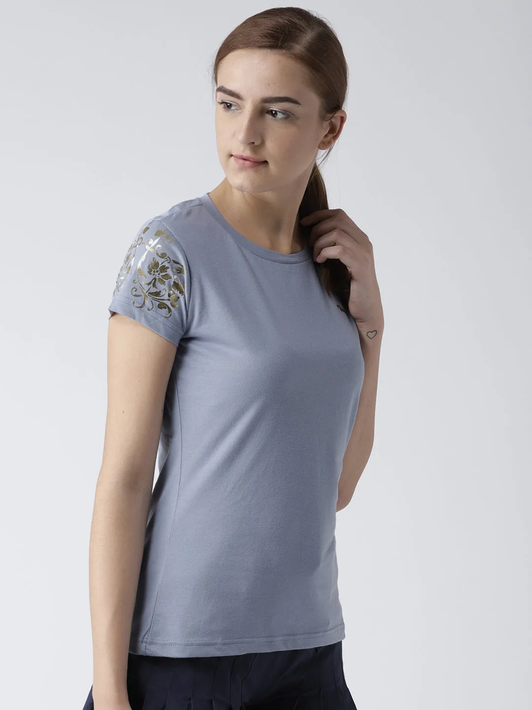 Women Solid Blue T-Shirt