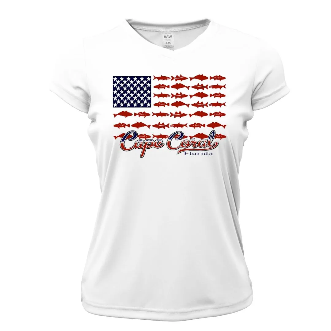 Women's Fish Flag UPF50 Sun Shirt - Flag on Front Graphic Tee