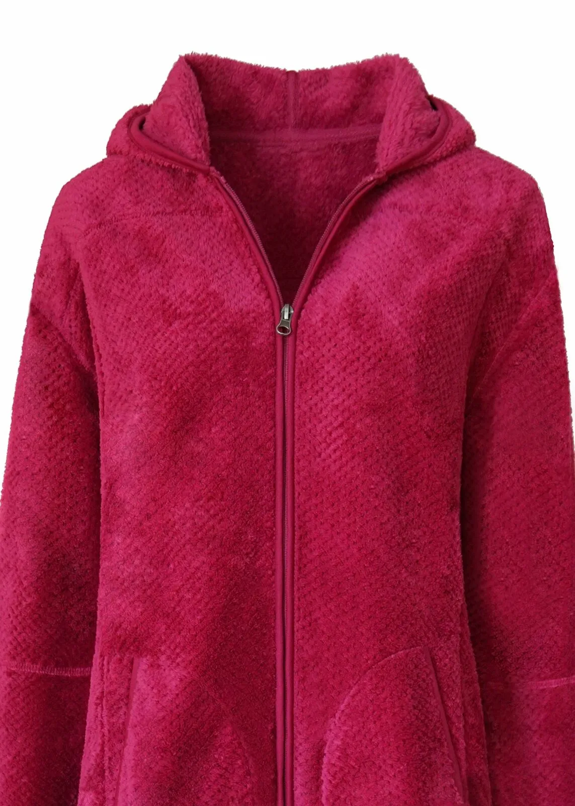 Women's Spring Autumn Jacquard Coral Fleece Tops Zip Hooded Jacket Sportswear